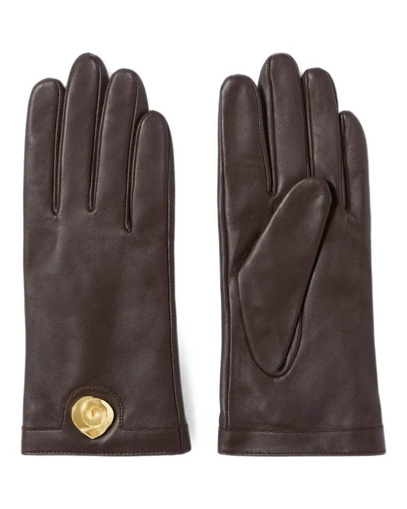 Claudie Pierlot logo-plaque leather gloves - Braun Braun