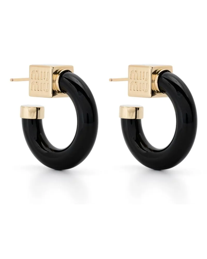 Miu Miu Creolen mit Logo-Anhänger - Gold Gold