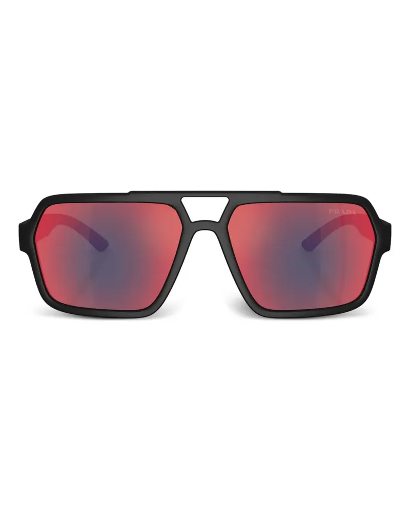 Prada Sonnenbrille mit verspiegelten Gläsern - Schwarz Schwarz