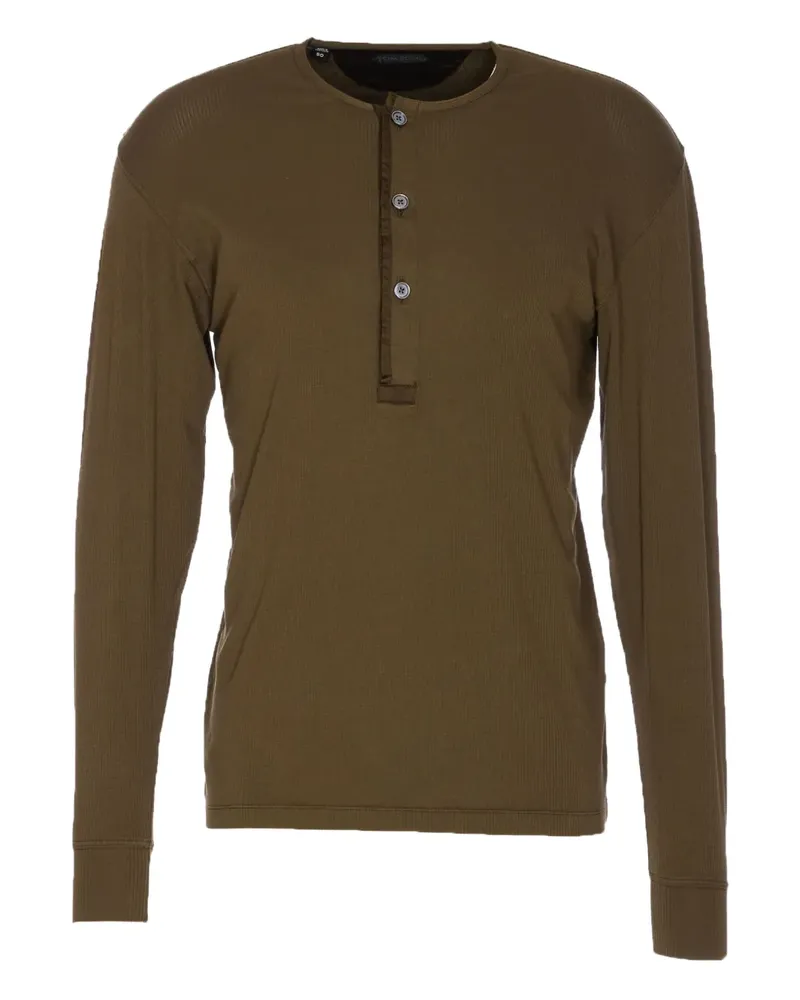 Tom Ford Geripptes Henley-Poloshirt - Grün Grün