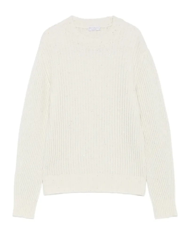 Brunello Cucinelli Gerippter Strickpullover mit Pailletten - Nude Nude