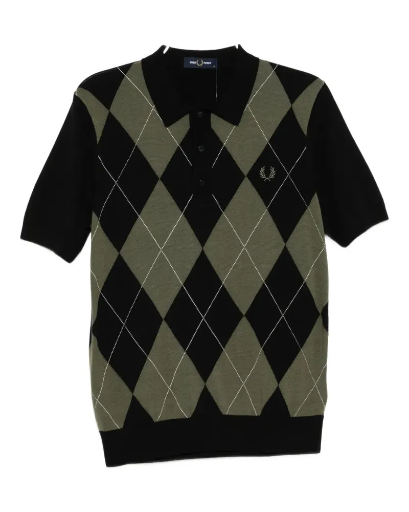 Fred Perry Poloshirt mit Argyle-Muster - Grün Grün