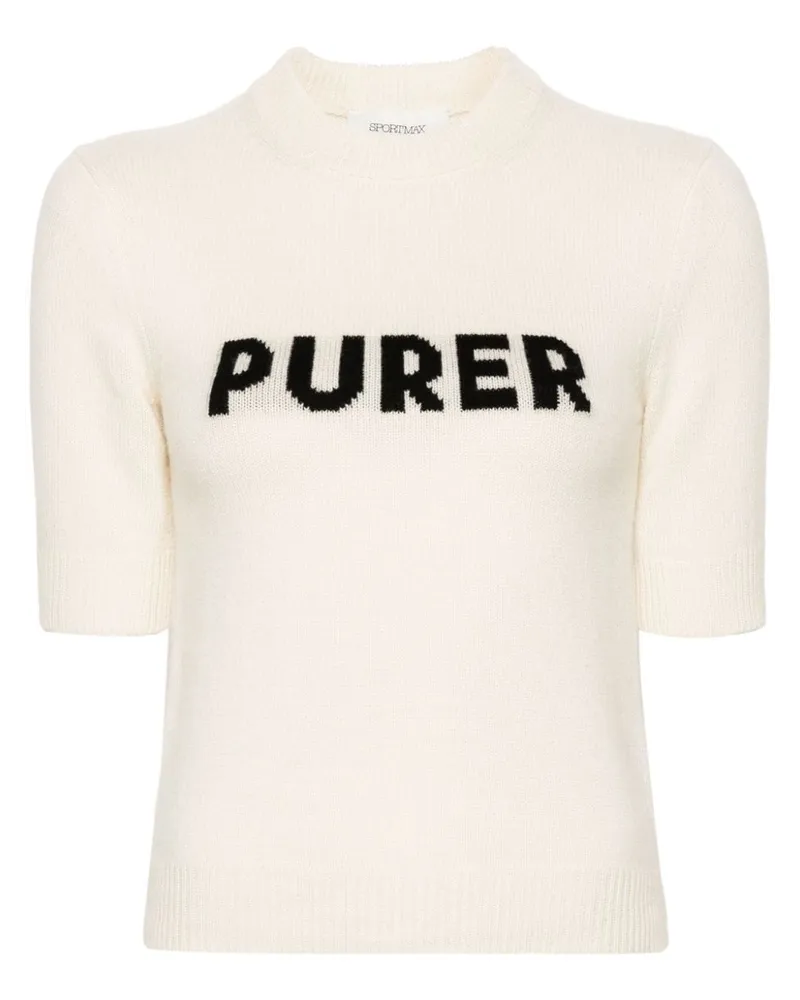 SPORTMAX T-Shirt mit Intarsien-Logo Nude