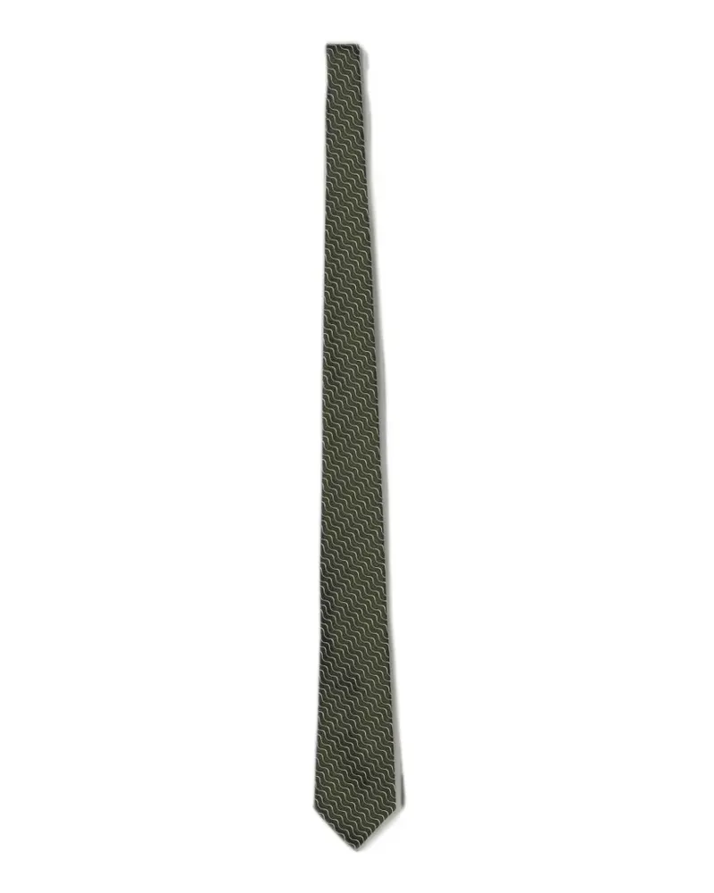 Emporio Armani jacquard wave-print tie - Grün Grün