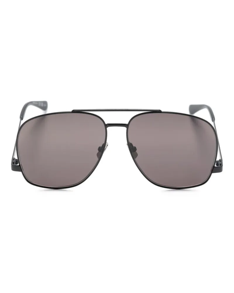 Saint Laurent Eckige Brille mit Logo-Gravur - Schwarz Schwarz