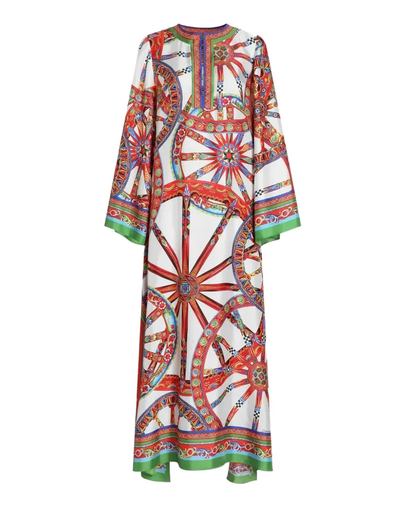Dolce & Gabbana Kaftan-Kleid mit Carretto-Print - Weiß Weiß