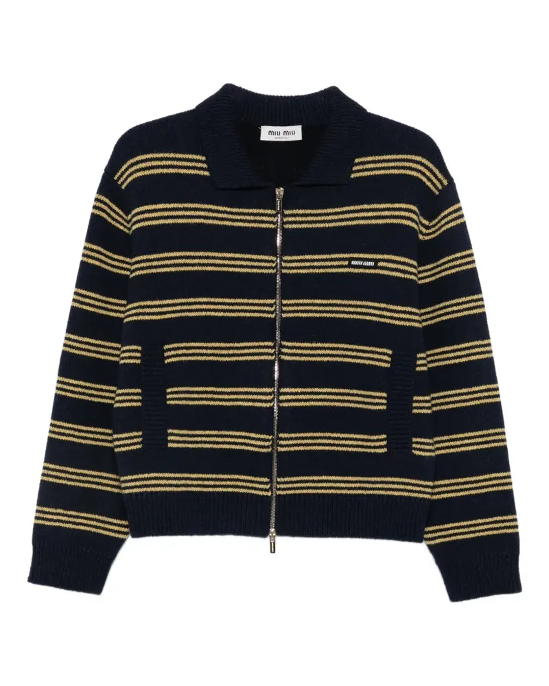Miu Miu Gestreifter Cardigan mit Reißverschluss - Blau Blau