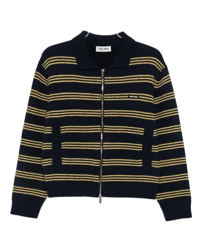 Miu Miu striped zip-up cardigan - Blau Blau