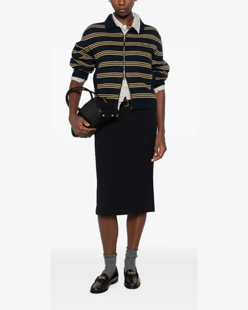 Miu Miu Gestreifter Cardigan mit Reißverschluss - Blau Blau