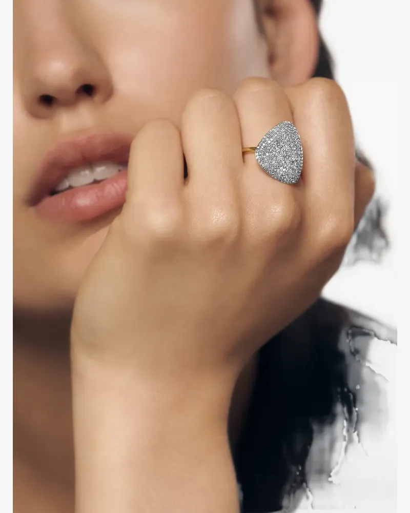 Monica Vinader Nura Ring mit Pavé-Diamanten - Gold Gold