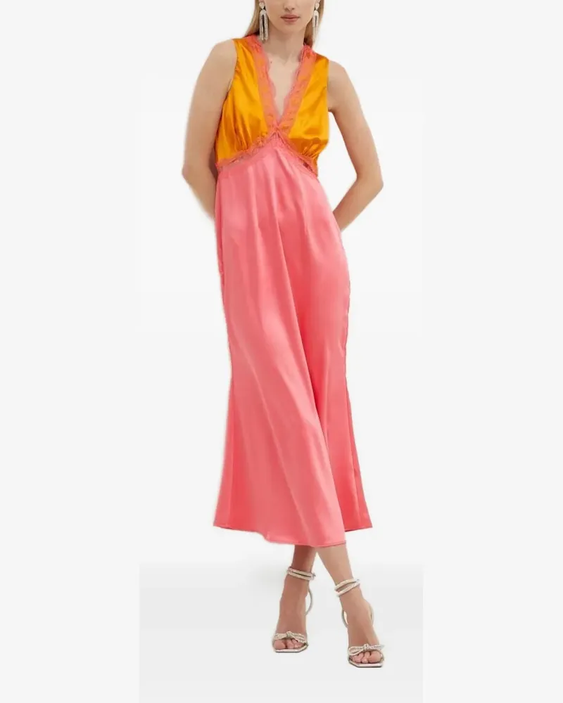 Never Fully Dressed Kleid aus Satin mit Spitzeneinsätzen - Rosa Rosa