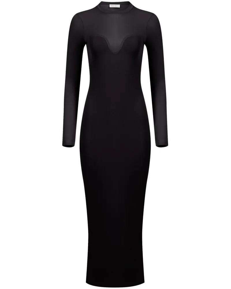 Nina Ricci Semi-transparentes Midikleid - Schwarz Schwarz