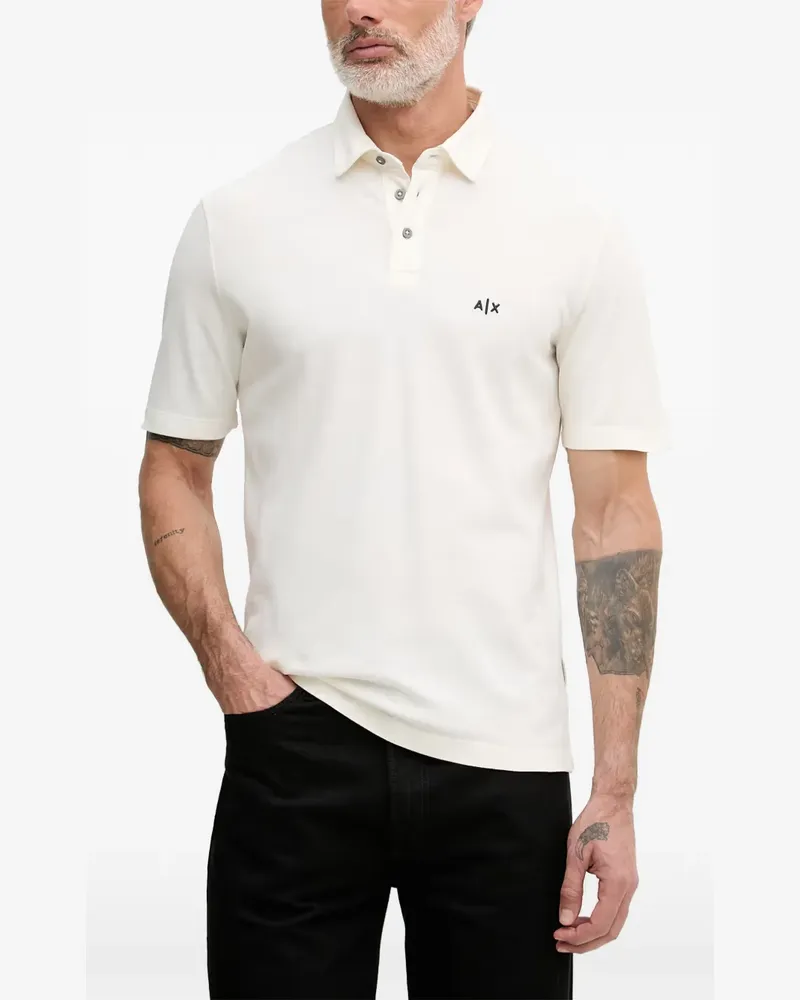 Armani Exchange Piqué-Poloshirt mit Logo-Stickerei - Weiß Weiß