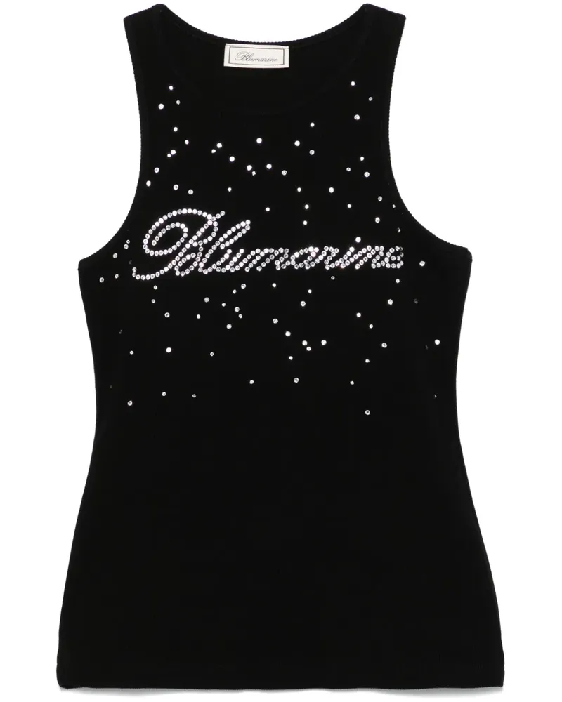Blumarine Tanktop mit Kristall-Logo - Schwarz Schwarz