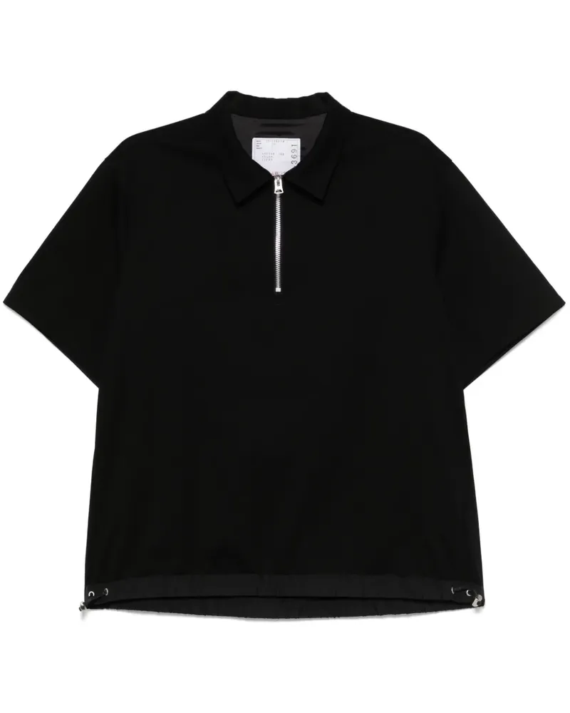 Sacai Poloshirt mit Reißverschluss - Schwarz Schwarz