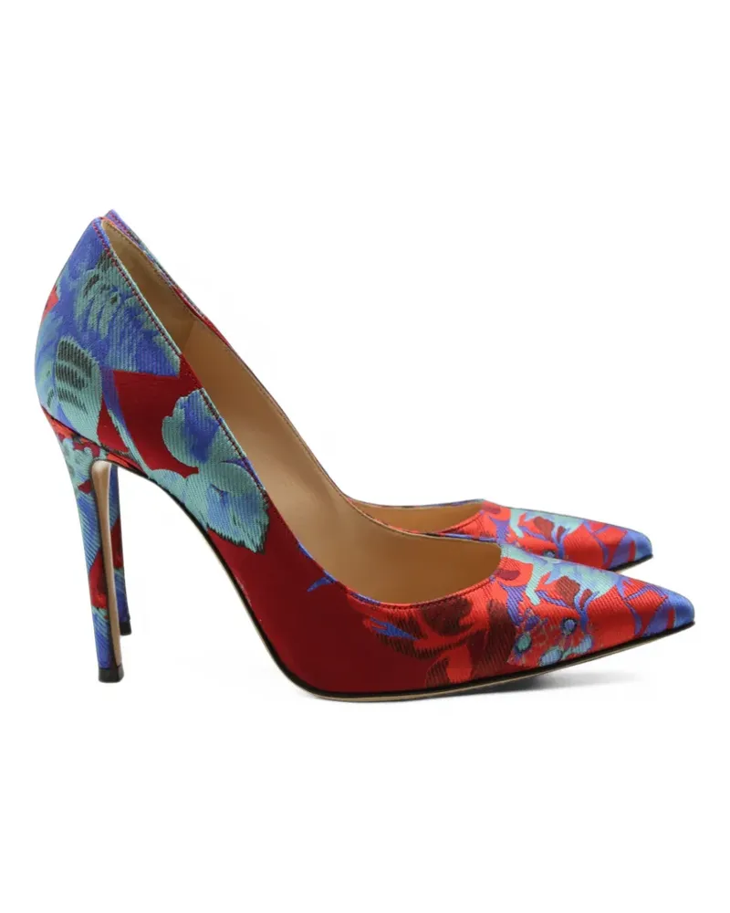 Gianvito Rossi Spitze Pumps mit Blumenprint - Rot Rot