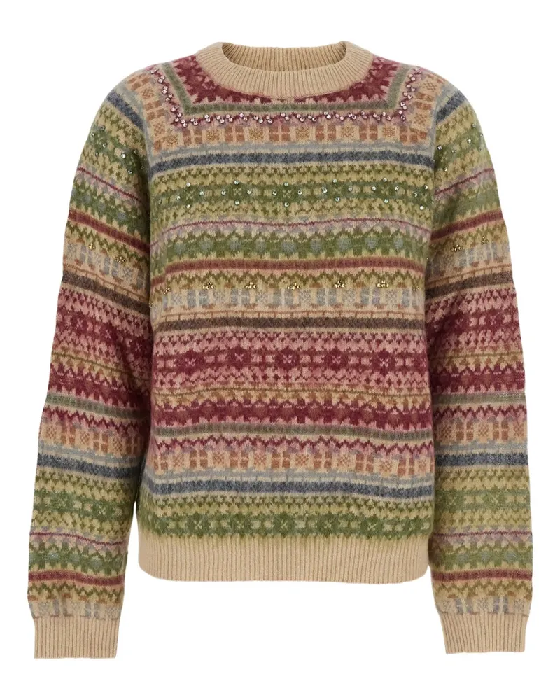Semicouture Fairisle-print embellished sweater - Rot Rot