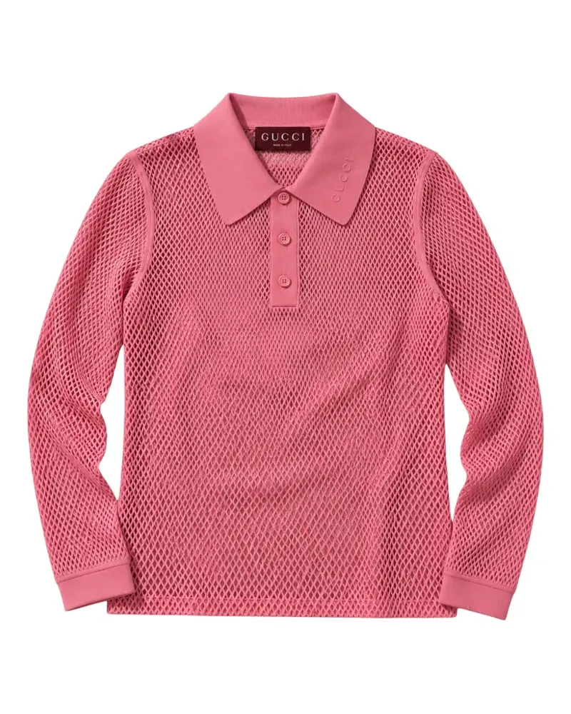 Gucci mesh long-sleeve polo shirt - Rosa Rosa