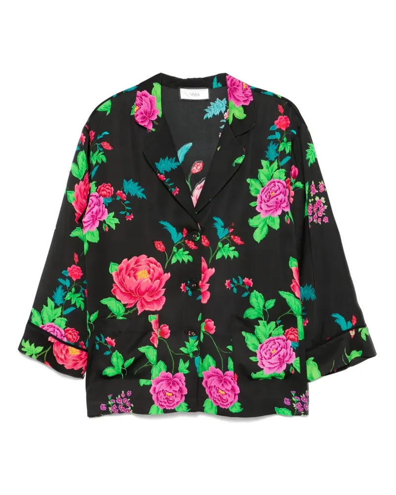 NISSA Hemd mit Blumen-Print - Schwarz Schwarz