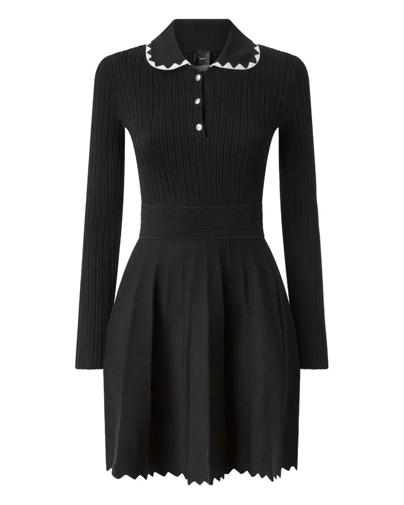 Pinko Geripptes Poloshirtkleid - Schwarz Schwarz