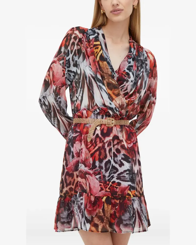 MARCIANO Los Angeles v-neck animal-print mini dress - Rot Rot