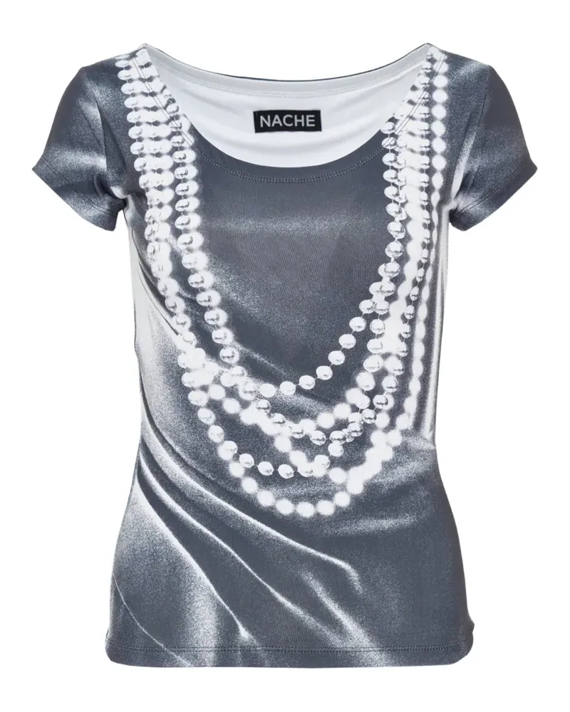 HACHE T-Shirt mit Perlen-Print - Grau Grau