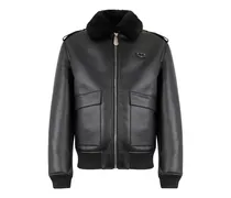 Jacke mit Shearling-Kragen - Schwarz