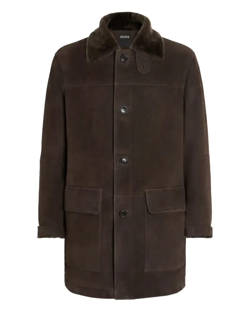 Ermenegildo Zegna Wildledermantel mit Shearling-Kragen - Braun Braun