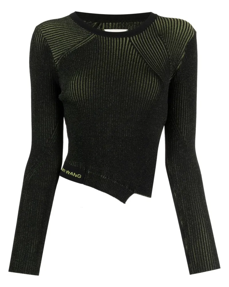 Feng Chen Wang Asymmetrisches Stricktop mit Seitenschlitz - Schwarz Schwarz
