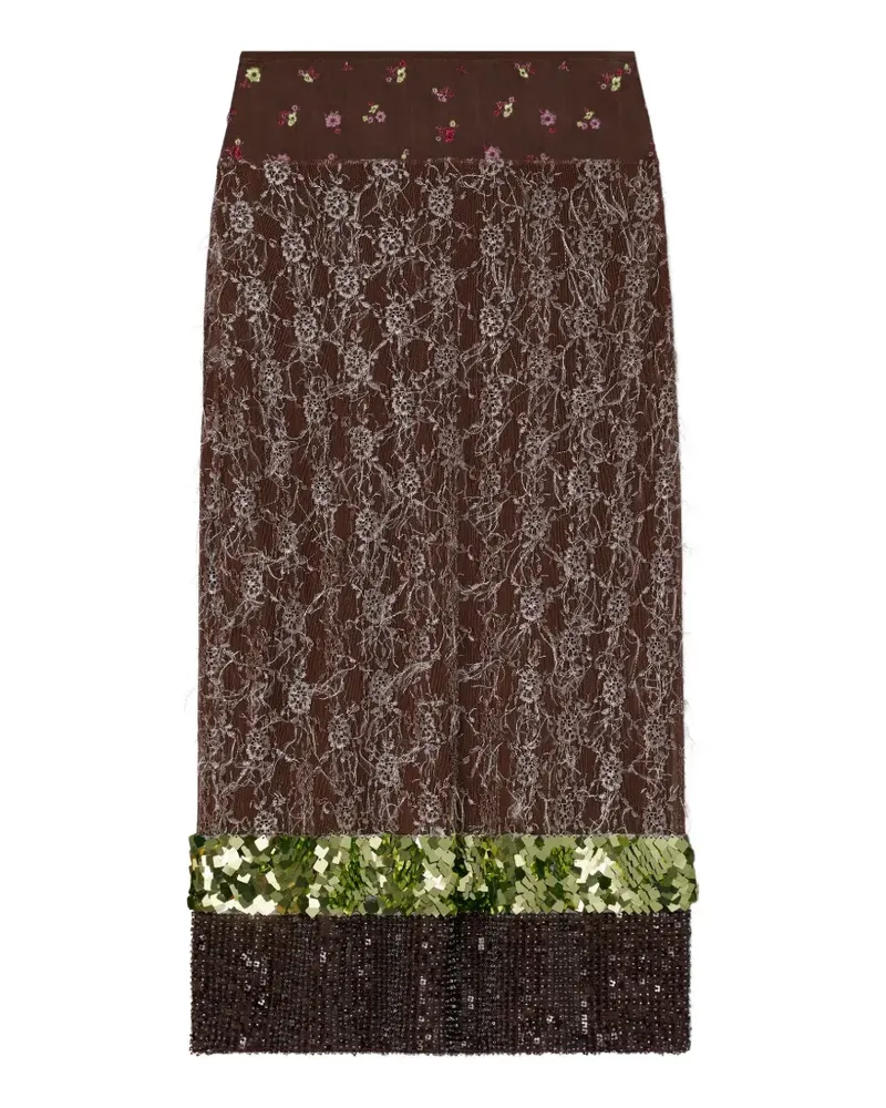 Tory Burch embellished lace skirt - Braun Braun