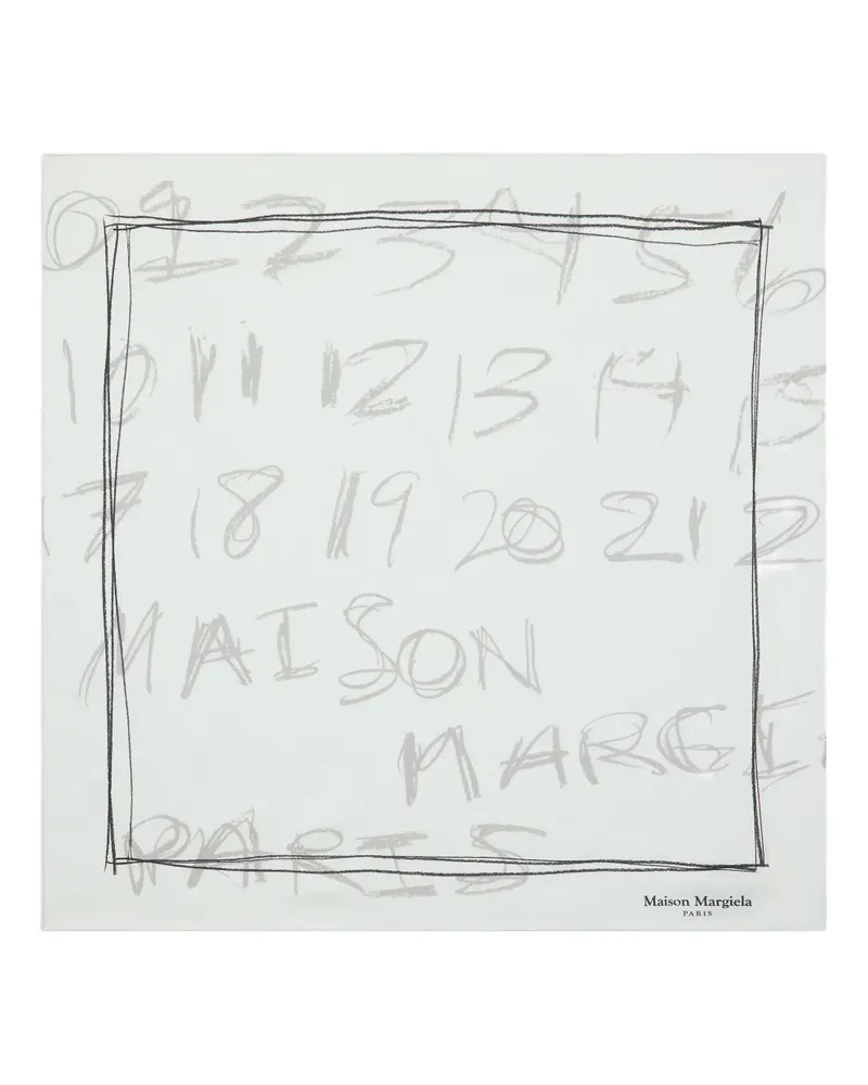 Maison Margiela Seidenschal mit Nummern-Print - Weiß Weiß