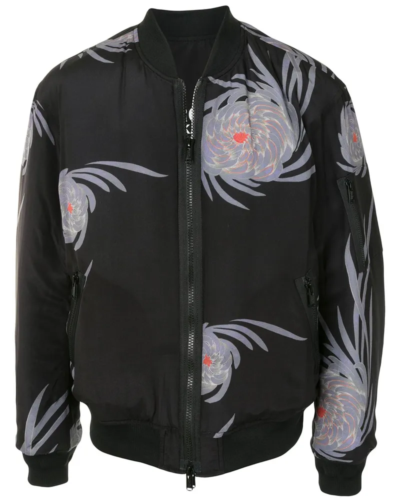 Undercover Bomberjacke mit Blumen-Print Schwarz