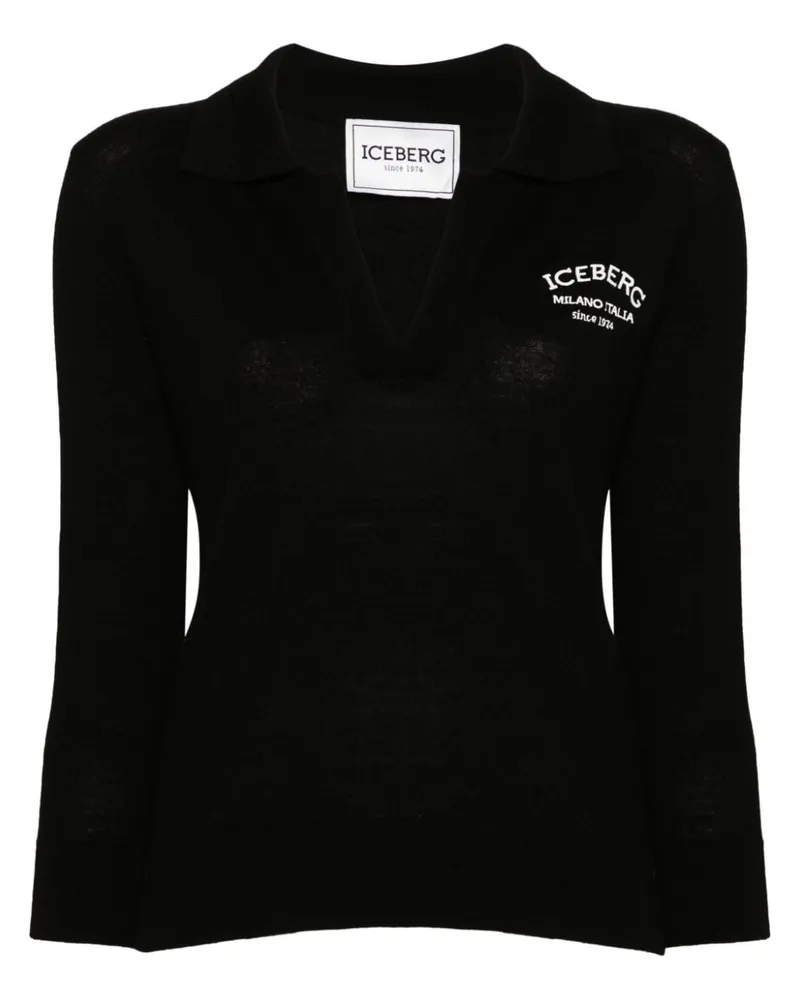 Iceberg Poloshirt aus Schurwolle - Schwarz Schwarz