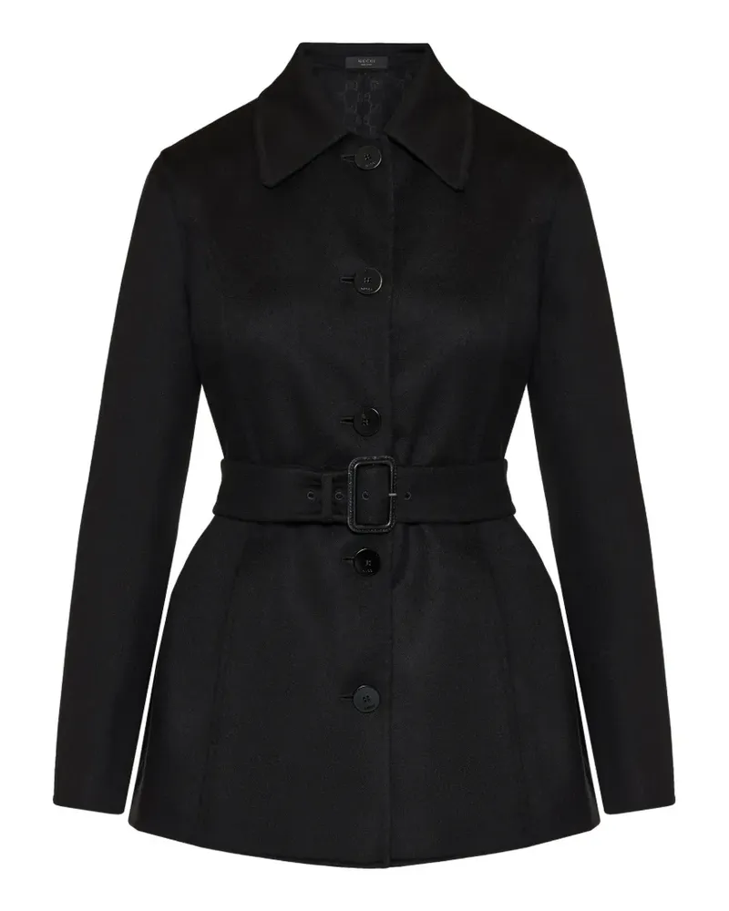 Gucci wool silk coat with GG inside - Schwarz Schwarz