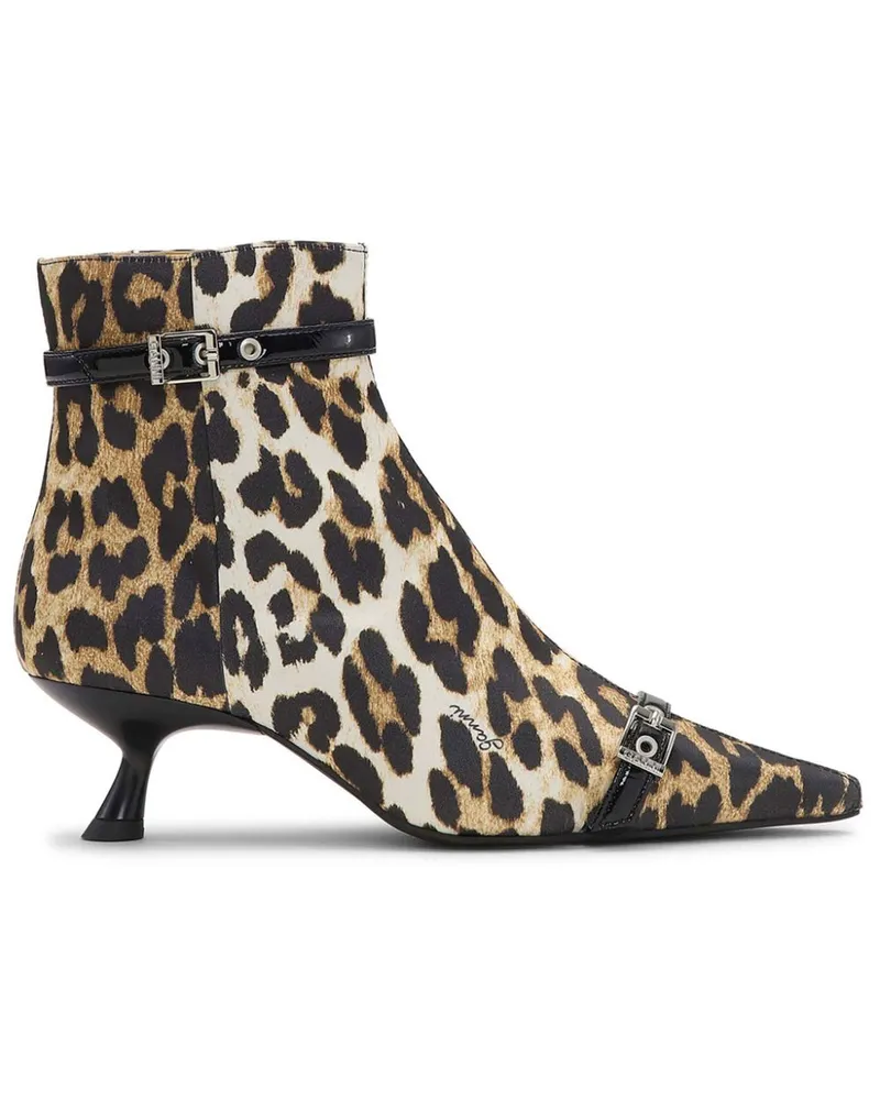 Ganni Stiefeletten mit Leoparden-Print - Braun Braun