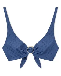 Jimmy Choo Sira Bikinioberteil mit Logo-Print Blau