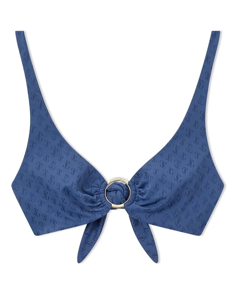 Jimmy Choo Sira Bikinioberteil mit Logo-Print Blau