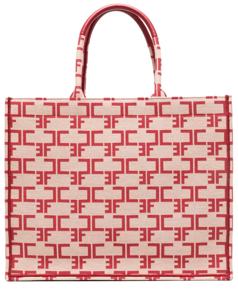 Elisabetta Franchi Shopper aus Monogramm-Jacquard - Rosa Rosa
