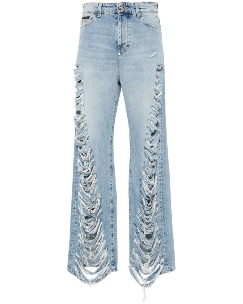 Philipp Plein Hose im Distressed-Look - Blau Blau