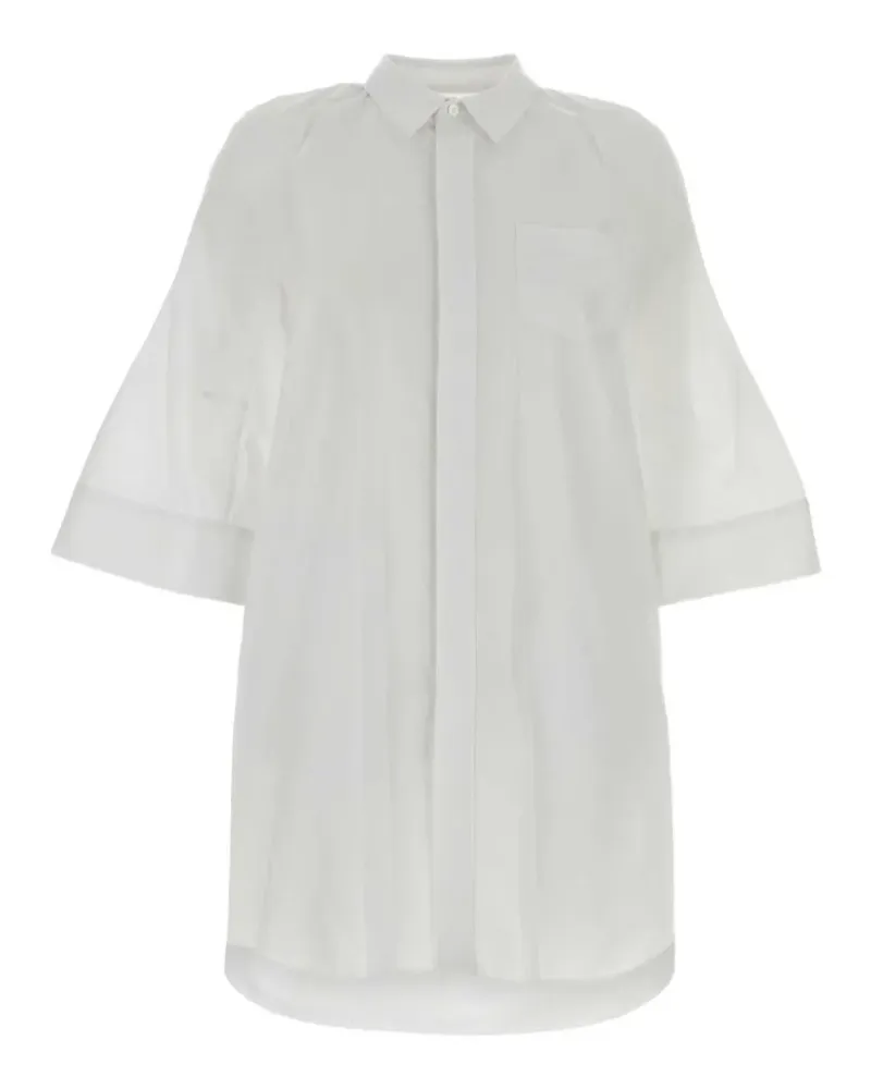 Sacai Popeline-Minihemdkleid mit verdeckter Knopfleiste - Weiß Weiß
