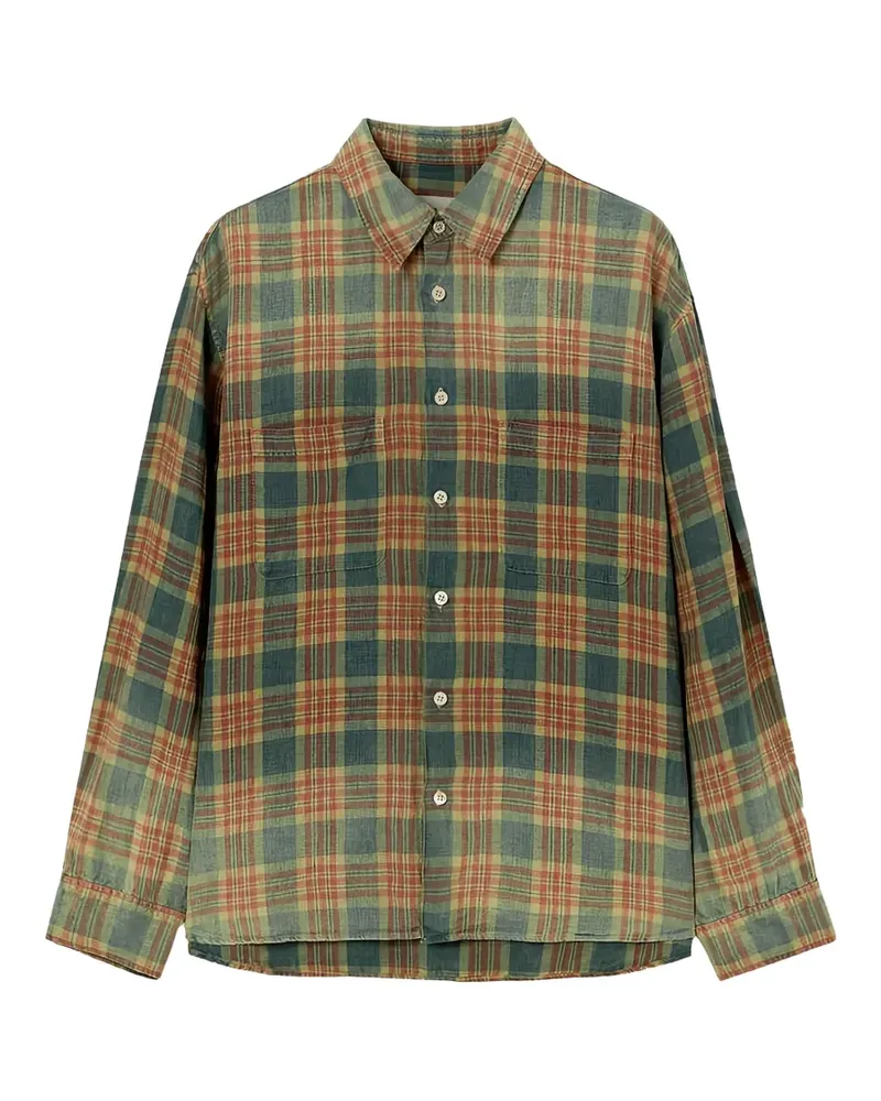 SOLID HOMME check-pattern long-sleeve shirt - Blau Blau