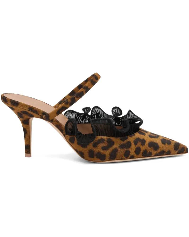Malone Souliers Gerüschte Cecile Mules mit Leoparden-Print - Braun Braun