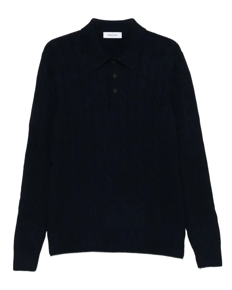 Gran Sasso Polo-Pullover mit Zopfmuster - Blau Blau