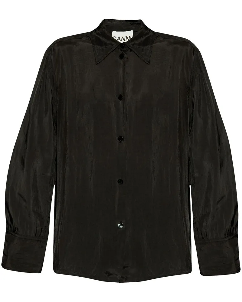 Ganni Klassisches Langarmshirt - Schwarz Schwarz