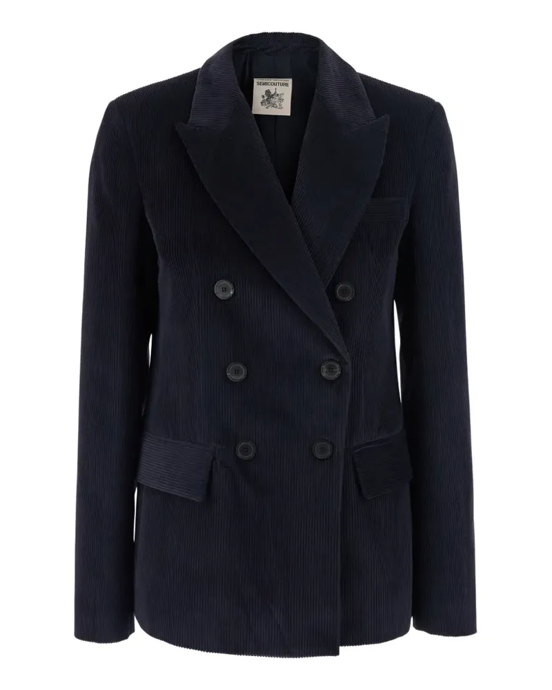 Semicouture double-breasted corduroy jacket - Blau Blau