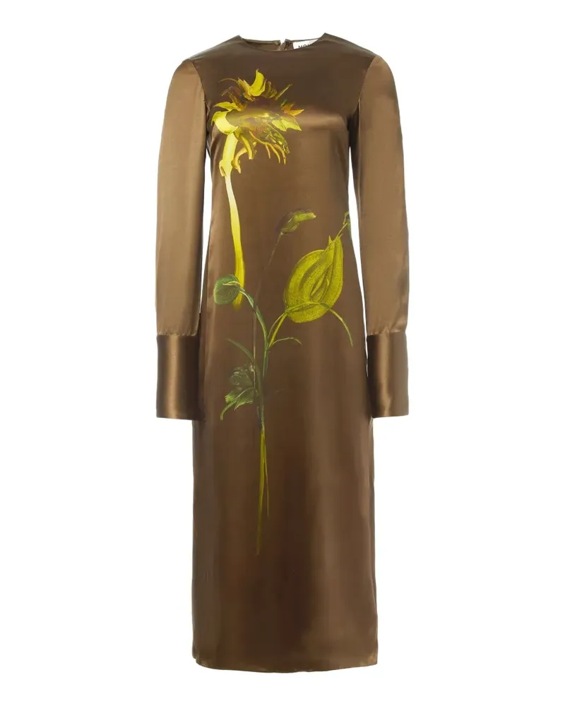 Monse Midikleid mit Sonnenblumen-Print - Braun Braun