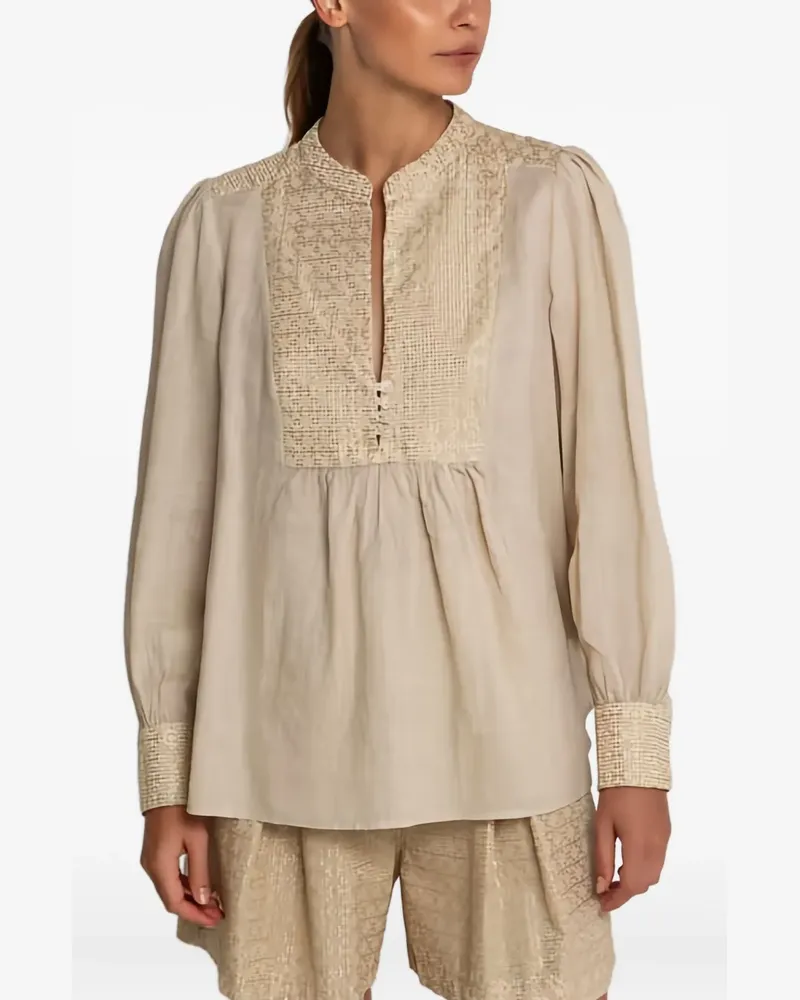 Greek Archaic Kori Bluse mit Kreuz-Print - Nude Nude
