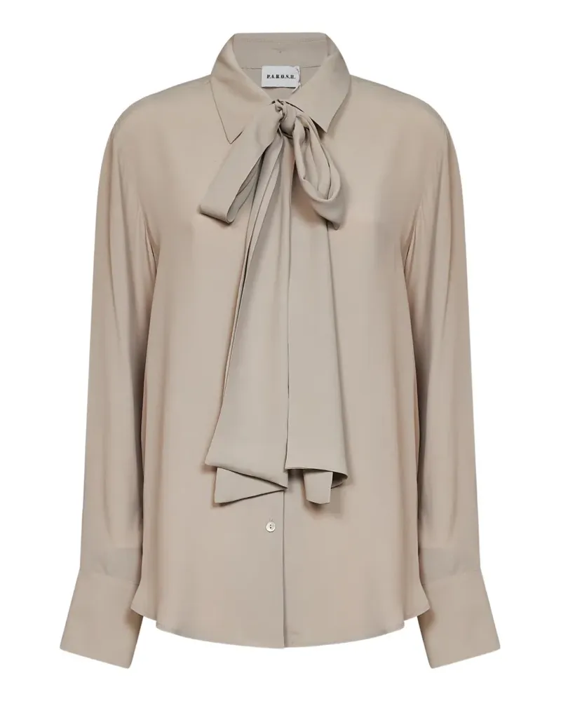 P.A.R.O.S.H. P.A.R.O H. pussy-bow long-sleeve shirt - Nude Nude
