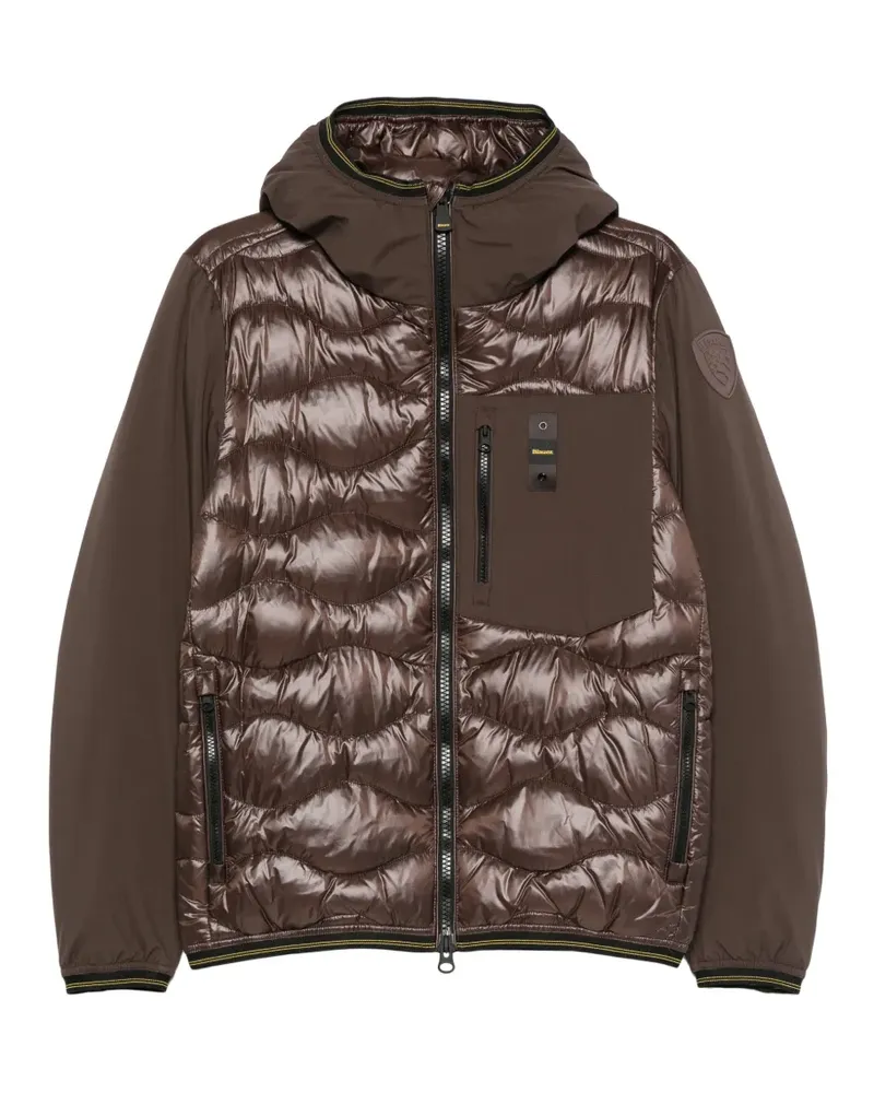 Blauer Gesteppte Kapuzenjacke - Braun Braun