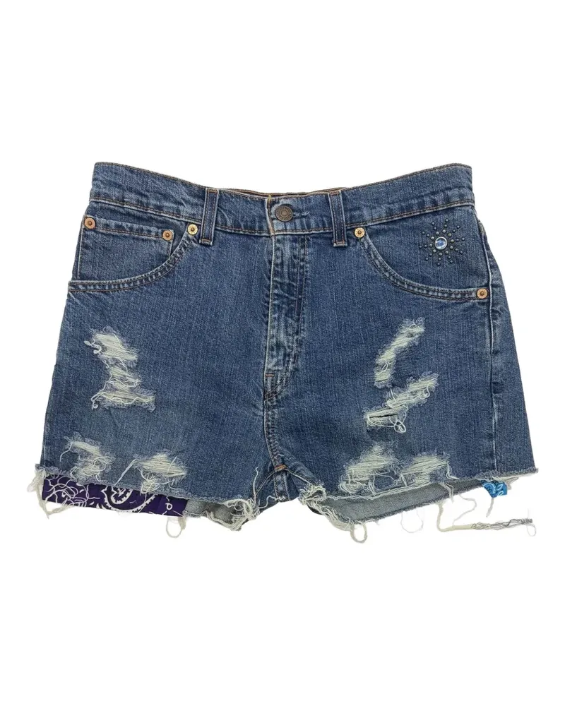 HTC Hollywood Trading Company Jeans-Shorts im Distressed-Look - Blau Blau